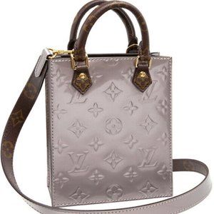 Louis Vuitton Petit Sac Plat Shoulder Bag Metallic Taupe Grey Leather
